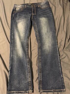 True Luck Classic Faded Bootcut Jeans - Blue Wash